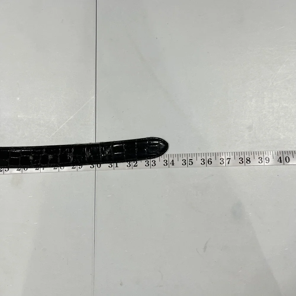 Perry Ellis Mens Black Italian Croco‎ Leather Belt Medium Quiet Luxury Office